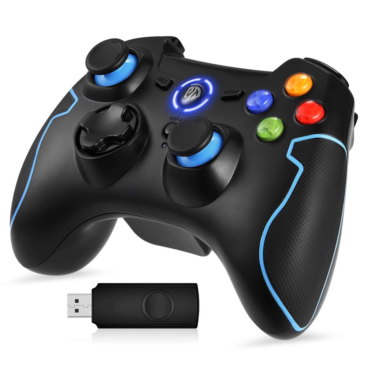 Wireless Gaming Controller PC Gamepad Joystick with Dual Vibration and Turbo for PC (Windows XP/7/8/8.1/10)/PS3/Android/TV Box