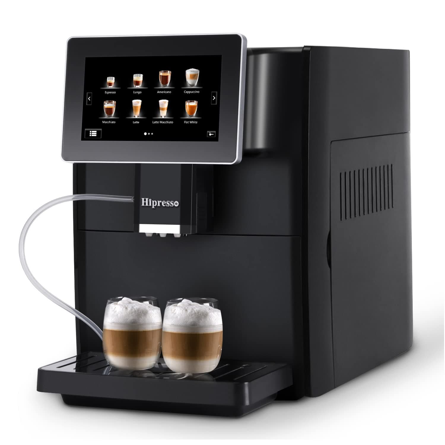 Hipresso Super Fully Automatic Espresso Coffee Machine-7" HD TFT Touchscreen with Milk Frother 19 Bar Pressure