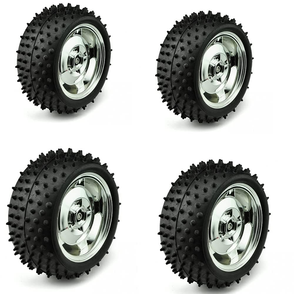 REES52 85MM Large Robot Smart Car Wheel for arduin robot 38MM Width Surface - Silver (Pack of 4)