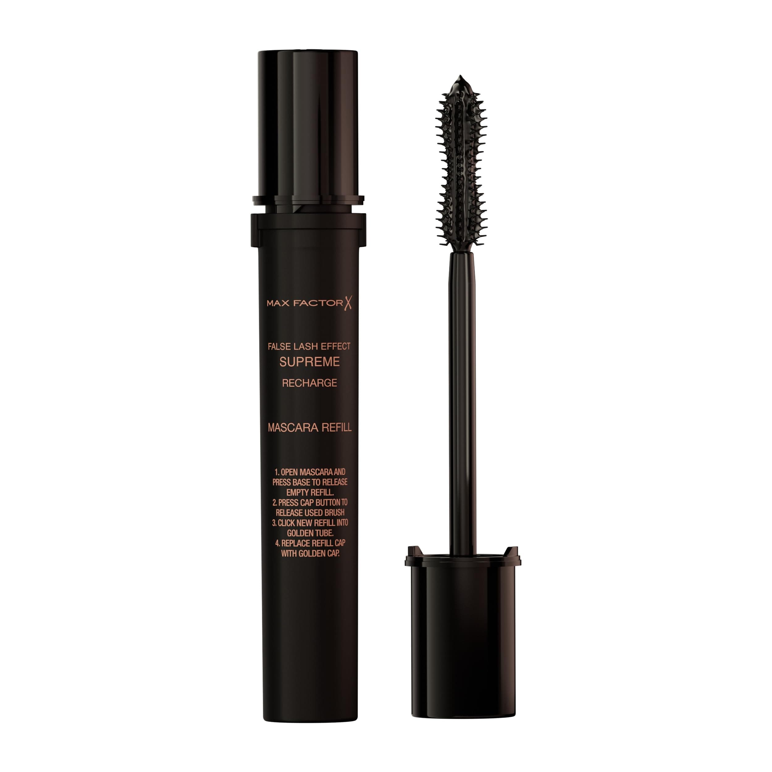Max Factor False Lash Effect Supreme Recharge Mascara Refill, Black, Instant 7x Volume, Healthier-looking Lashes, Keratin-Rich Formula, Mascara Refill