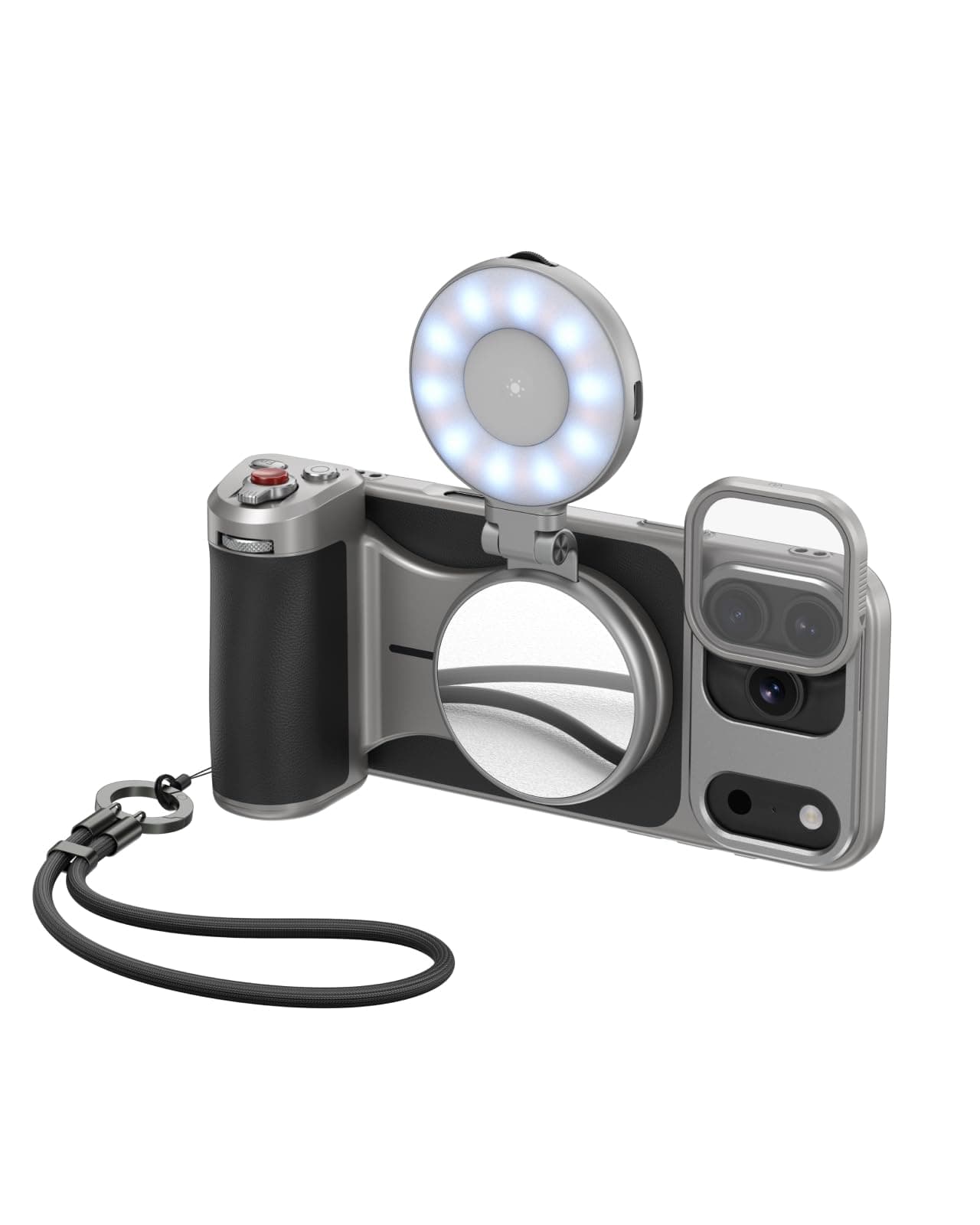 【for iPhone 17 Pro Max Only】 TELESIN Master Grip Kit, Magnetic Phone Camera Grip with C03 Selfie Light+ UV Filters, Creator Kit Built 3200mAh Battery Wireless Charging - Cooling Graphene Case