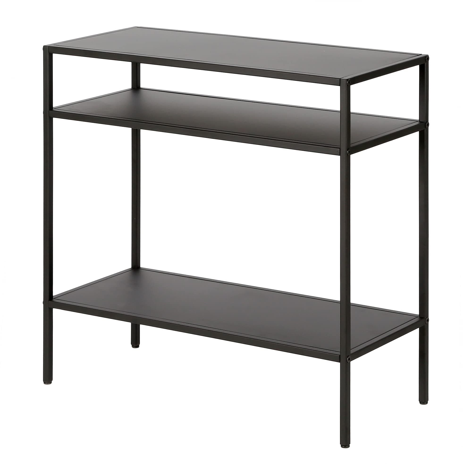 Henn&Hart 24" Wide Rectangular Side Table in Blackened Bronze, Table for Living Room, Bedroom
