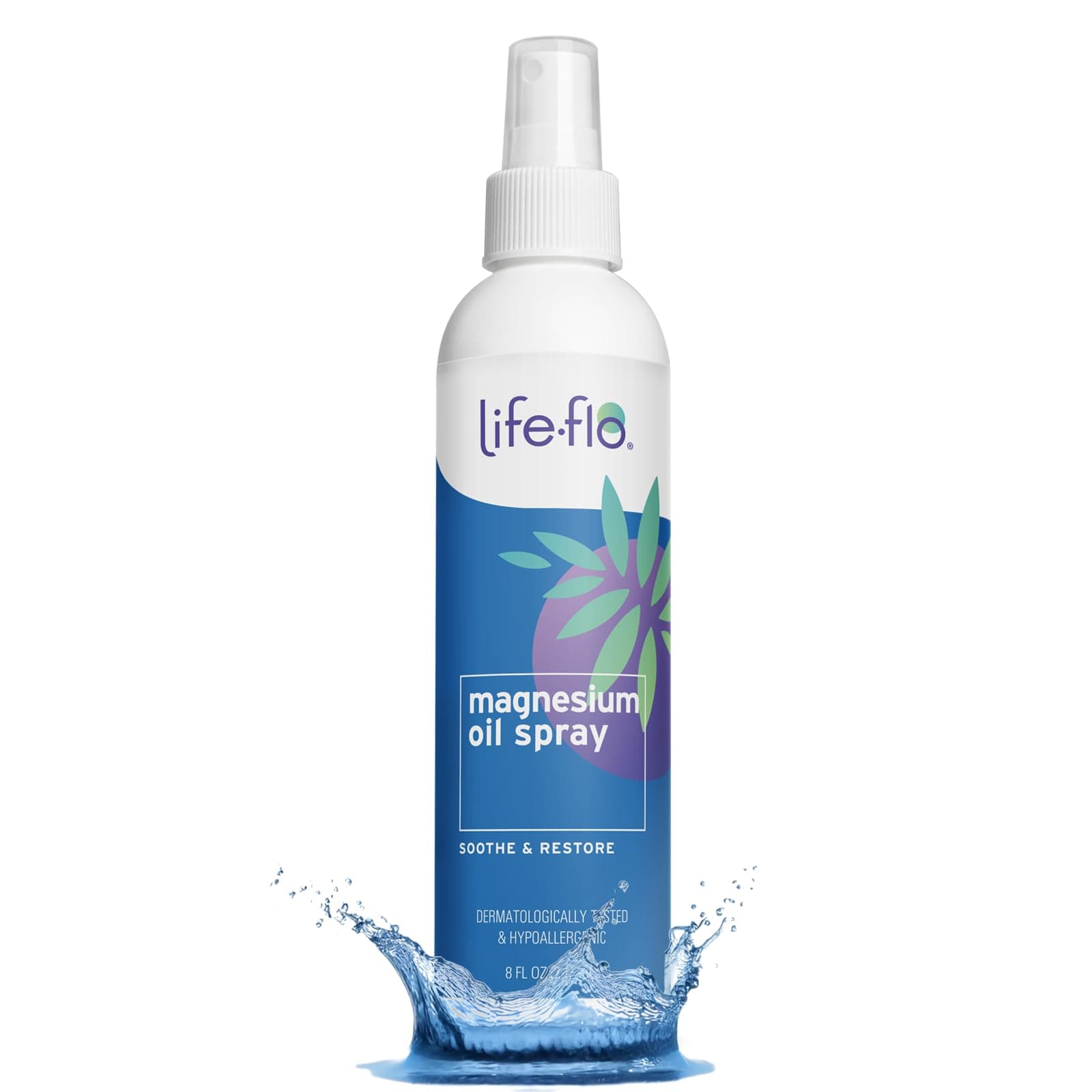 LIFE-FLO Magnesium Oil for Feet and Body - Topical Magnesium Spray Soothes Muscles, Joints When Massaged Into the Skin - Doubles as a Deodorant Spray or Bath Oil, Hypoallergenic, 8 Fl Oz