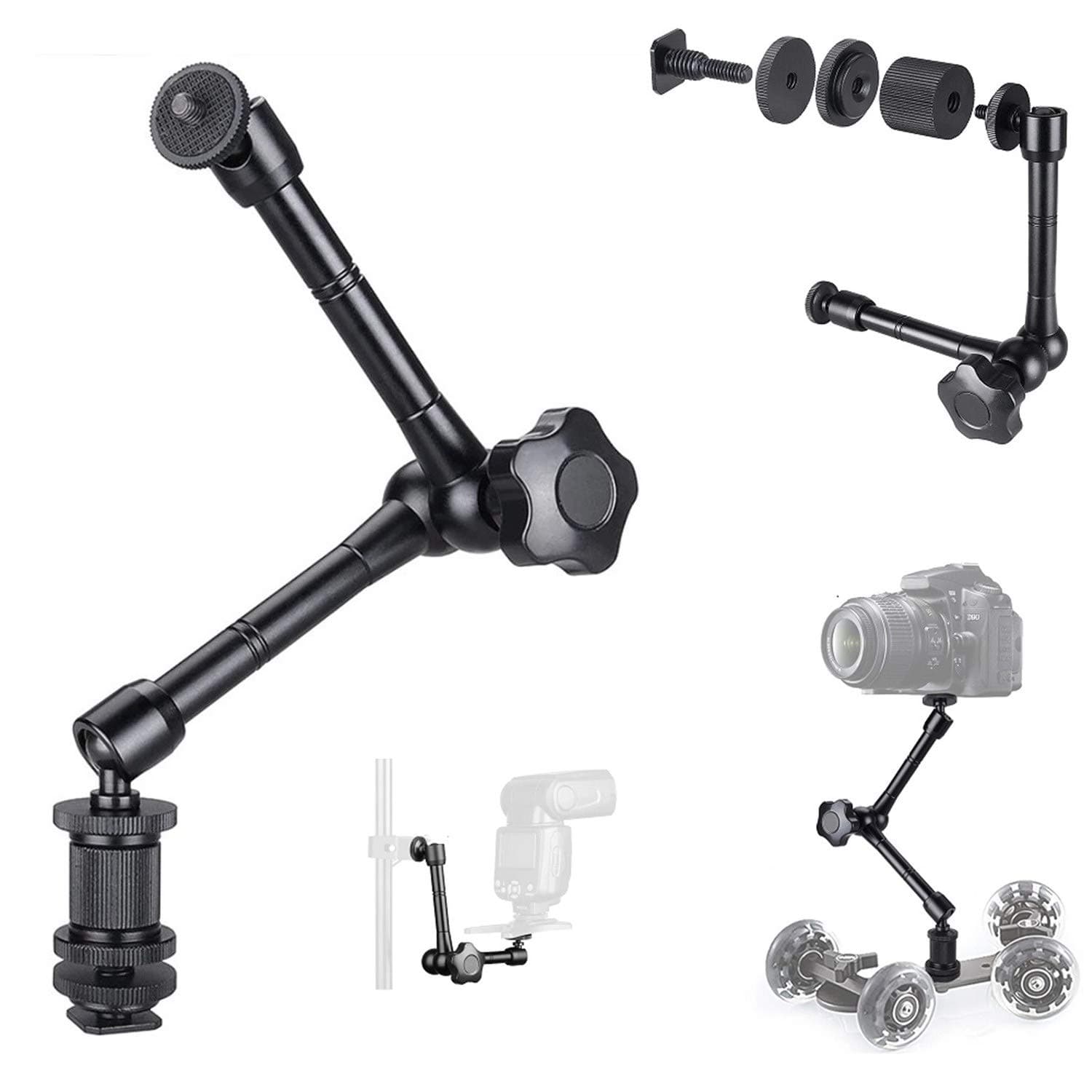 eWINNER 11"/28cm Articulating Friction Magic Arm with 1/4" Thread for DSLR Camera Rig, LCD Monitor, LED Lights, Flash Light(11" Magic Arm)