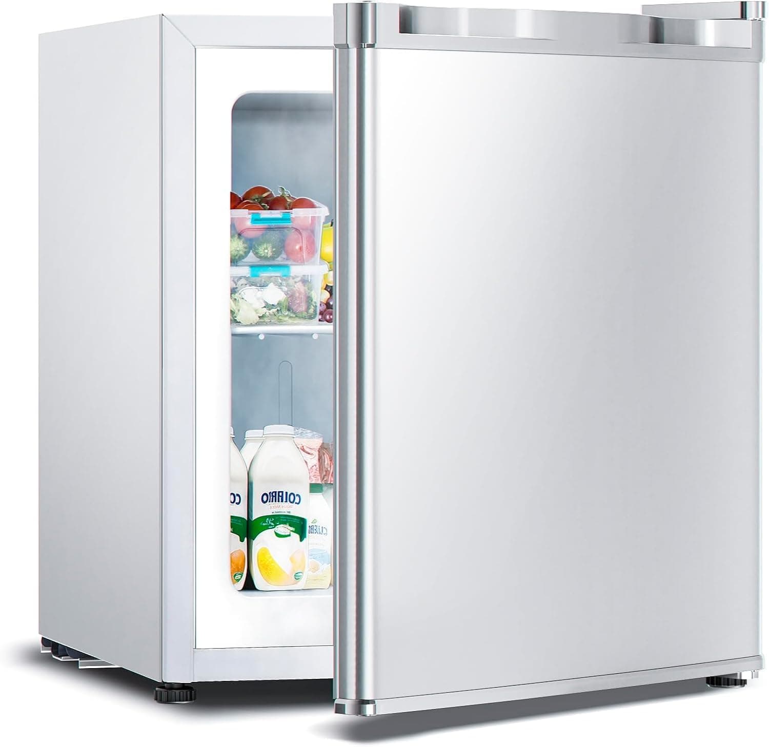 1.2 Cu.ft Upright Freezer, Small Mini Freezer with Adjustable Thermostat, Removable Shelves, Reversible Single Door, for Bedroom/Home/Dorms/Apartment (White)