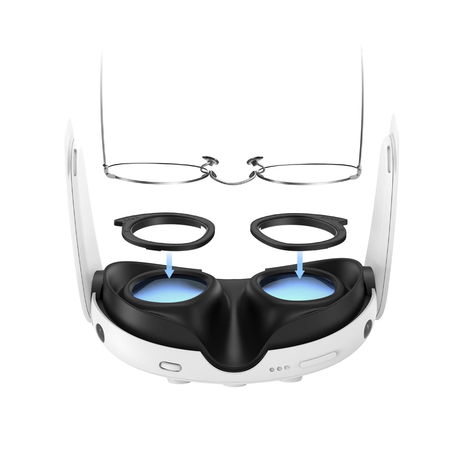 AMVR Lens Protector Set Compatible with Meta/Oculus Quest 3 Accessories,Glasses Spacer for Q3 Lenses,Soft Silicone Rings Protect Prescription Glasses(Only Spacer Frame, No Lenses)