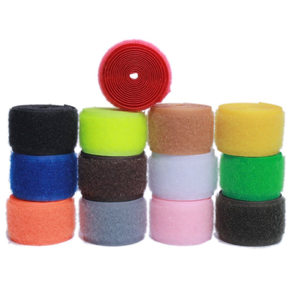 Sew on Hook and Loop Nylon Fabric Magic Fastener Tape by The Yard with Non-Adhesive for DIY Craft Supplies (1 inch Wide, Pack of 13 Colors, 2 Yards of Each Color, 1 Yard Hook + 1 Yard Loop)
