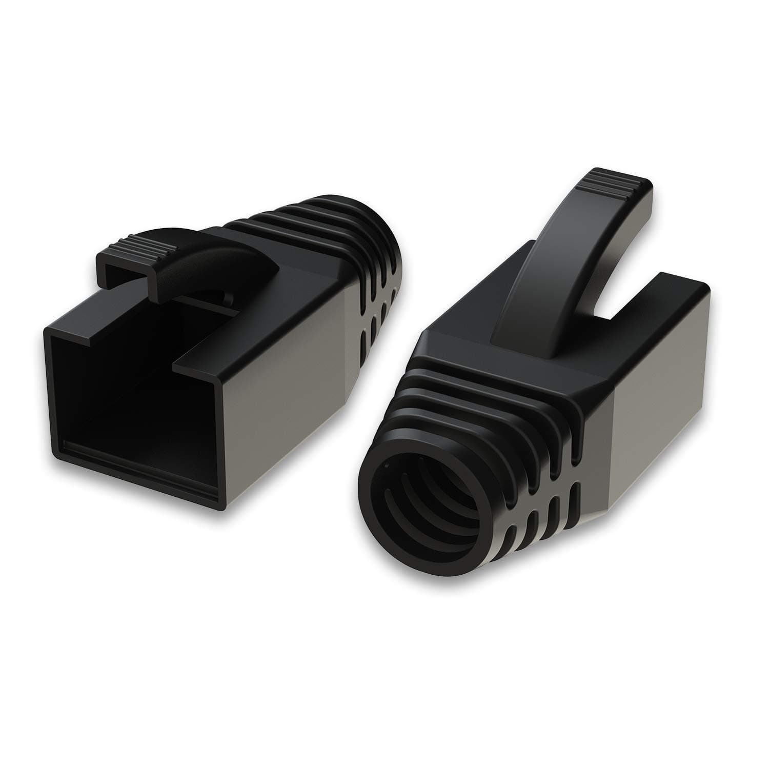 [LINKUP] Cat6A Plug Boot | RJ45 Ethernet Connector Jack Boot | Black | 50-Pack | For Round Cable
