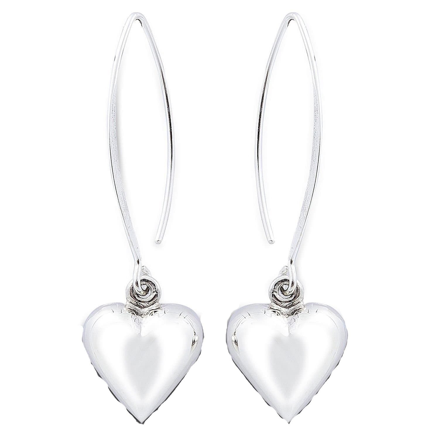 Heart Dangle Earrings 925 Sterling Silver