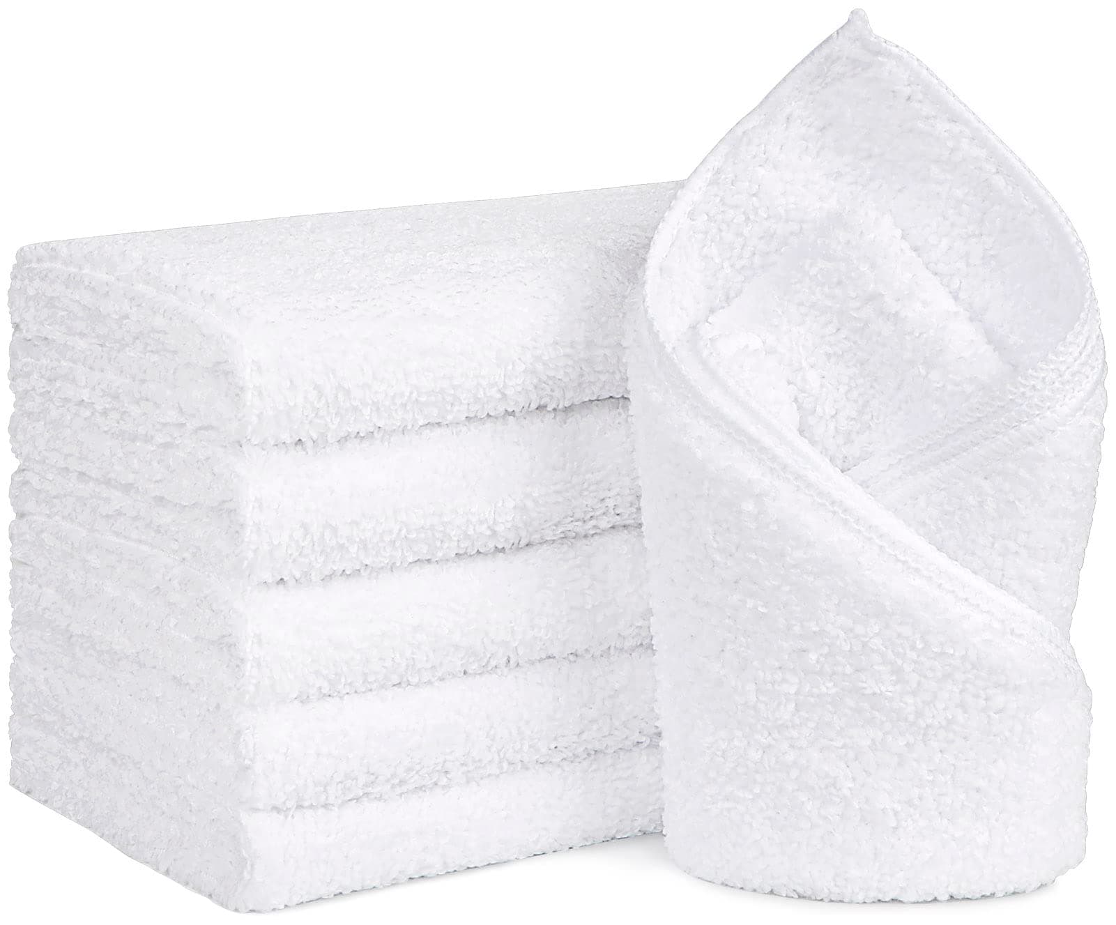 6-Pack White Hand Towels - Quick Drying & Absorbent Microfibre Bathroom Hand Towel 16x28 inches - Lightweight & Thin White Towels - Multi Purpose for Gym, SPA, Hotel & Bathroom