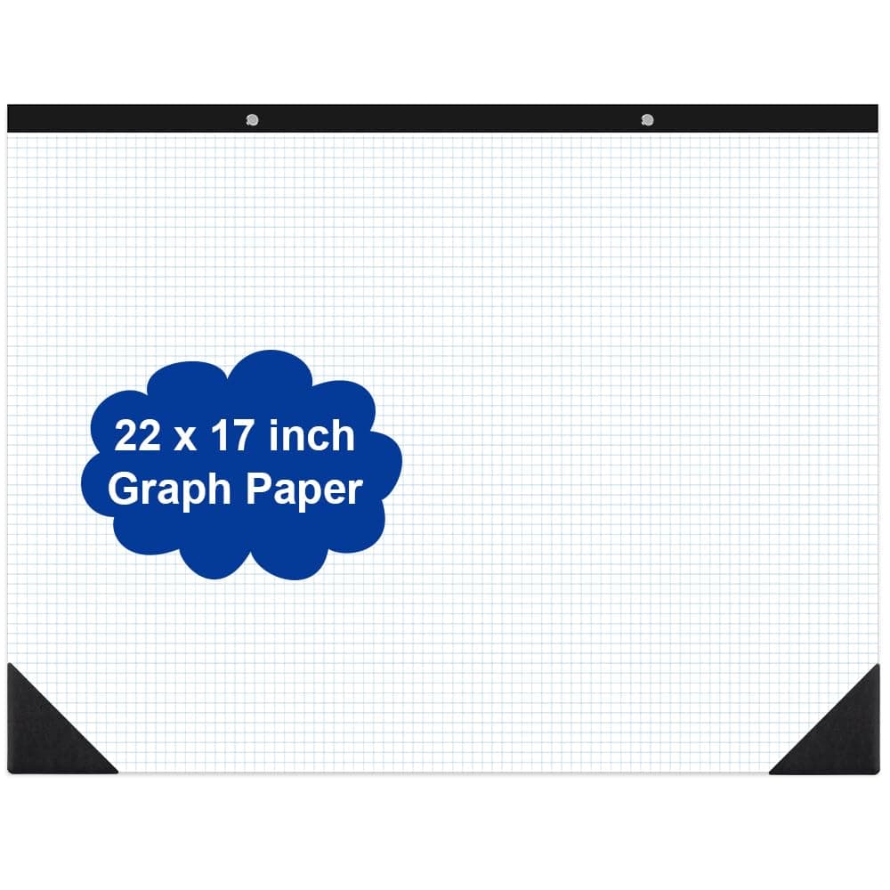 Large Engineering Graph Paper - 22" x 17" Grid Paper, 50 Sheets/100 Pages, 4"x4" Blue Grid Paper Pad Giant Drafting Pad Sketching Graph Paper for Engineer Architect Designer Mathematician Draftsman
