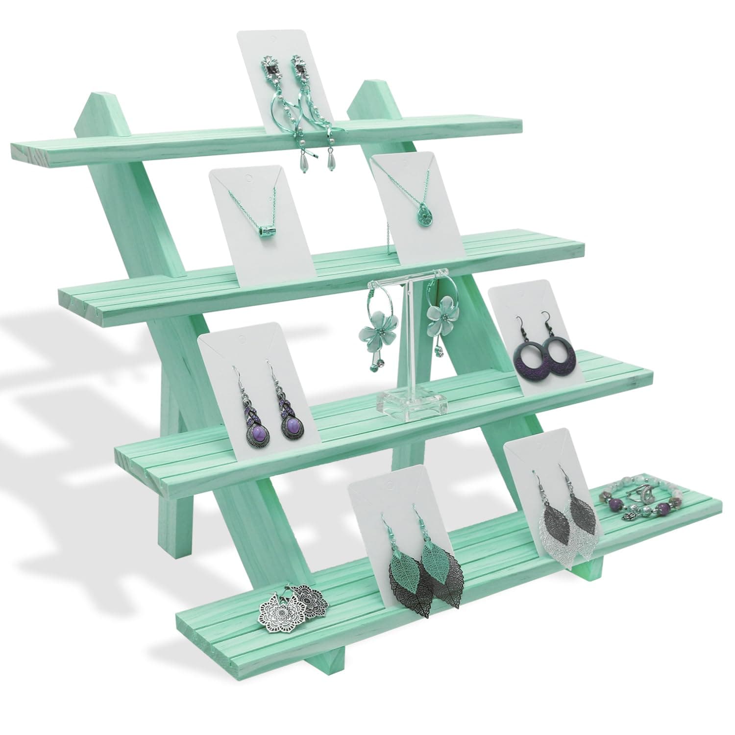 4 Tier Earring Display Stands For Selling, Retail Display Riser Earring, Ring Holder Stand, Removable Countertop Small Merchandise Display Stand, for Figures,Cupcake, Photo