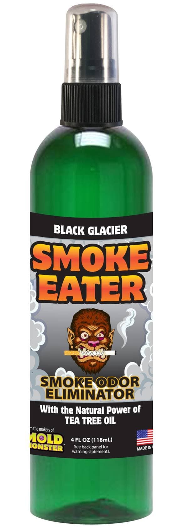 Smoke Eater - Breaks Down Smoke Odor at The Molecular Level - Eliminates Cigarette, Cigar or Smoke On Clothes, in Cars, Boats, Homes, and Office - 4 oz Travel Spray Bottle (Black Glacier)