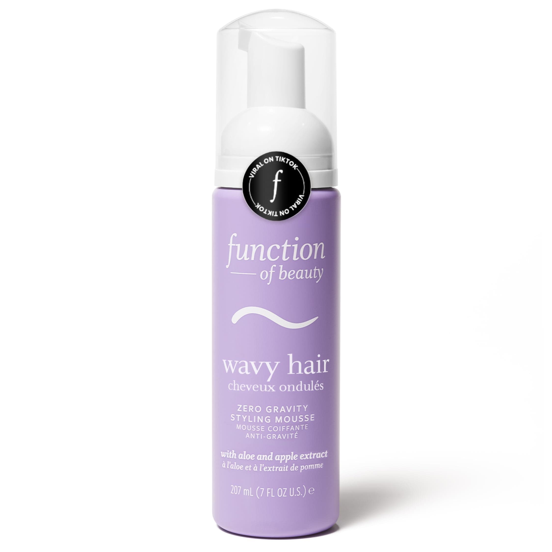 FUNCTION OF BEAUTY Customizable Zero Gravity Styling Mousse for Wavy Hair, 7 oz - Adds Volume, Defines Natural Waves While Providing a Flexible Hold Without Feeling Stiff or Crunchy