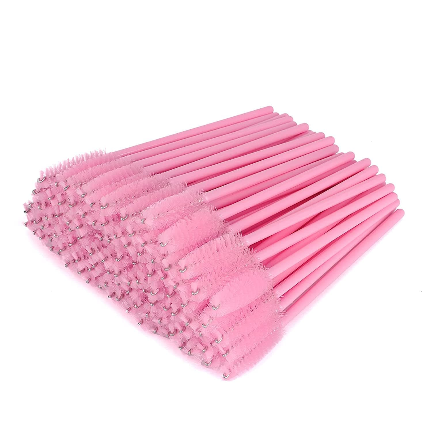 G2PLUS 300PCS Disposable Eyelash Brushes, Adjustable Mascara Wands Makeup Applicator Kits, Lash Spoolies Brushes for Eyelash Extensions and Eyebrows (Pink)