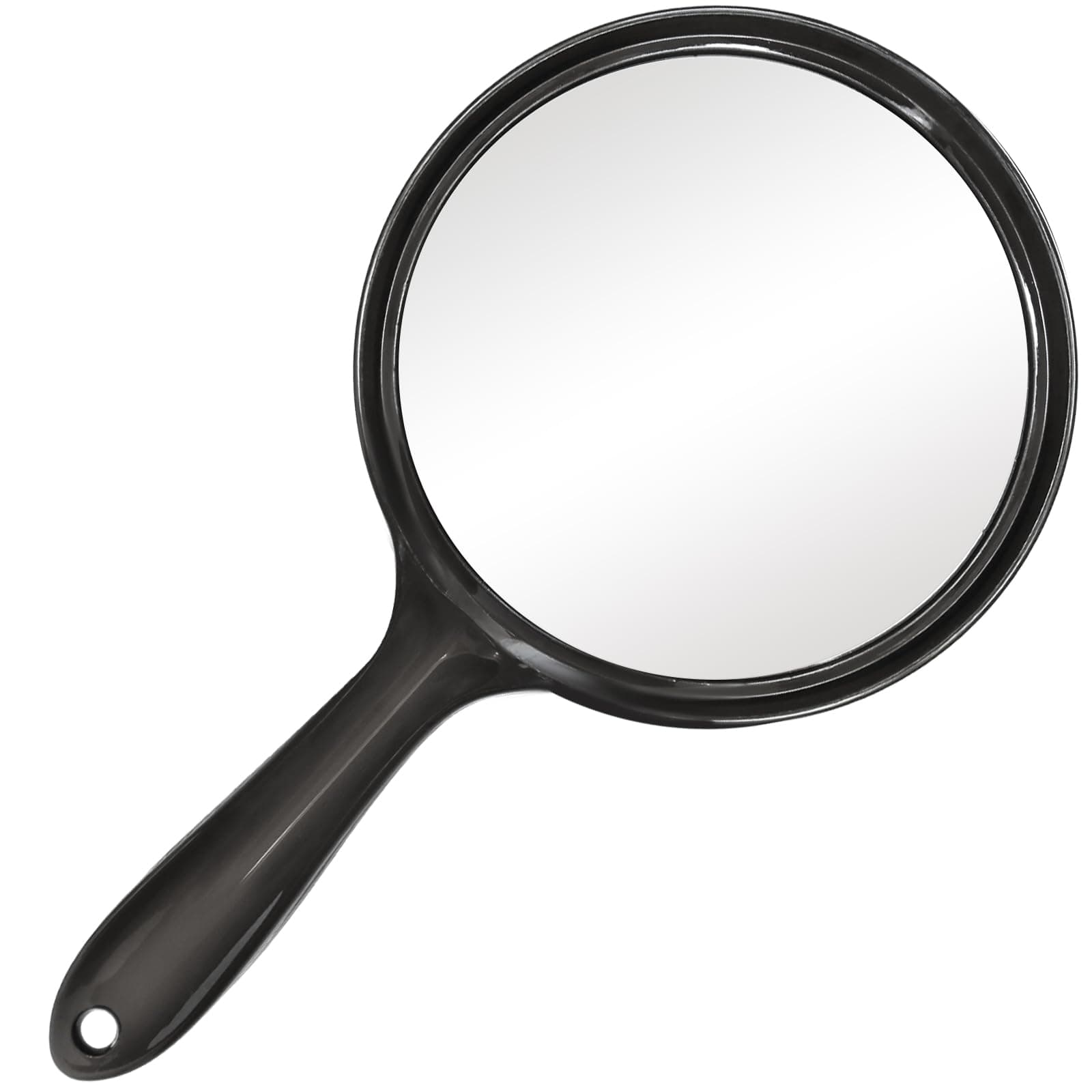 D Handheld Mirror with Handle - 5.4" W x 10.4" L Hand Mirror Large Doule Sided Magnifying Mirror 1X 2X Handle Makeup Mirror Acrylic Handheld Mirror Rounded Shape Black