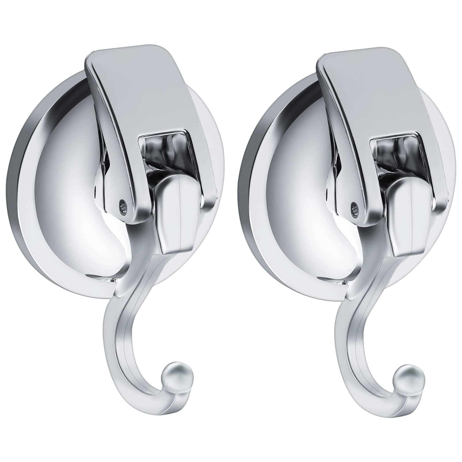 Hemiks 2 Pack Suction Hooks, Vacuum Suction Cup Hooks Powerful Push Removable Heavy Duty Hooks for Kitchen, Bathroom and Living Room Pendants with a Maximum Load of 5KG