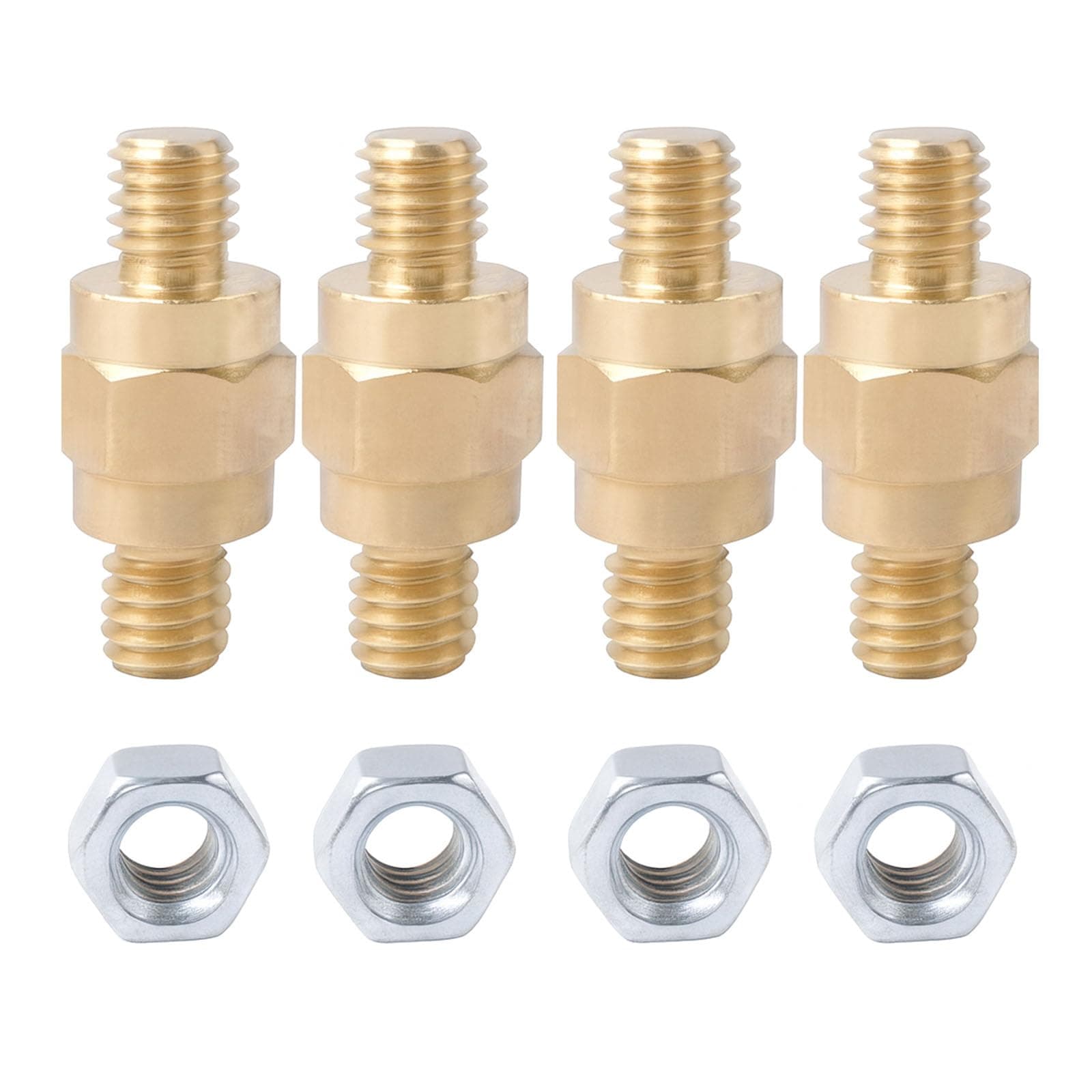 Side Post Battery Terminal Bolt, 3/8"-16 & 3/8"-24 Brass Long Stud Standard Battery Post Stud Extender with Lock Nut, Compatible with G-M Side Post Batteries and Other Accessories- 4 Pack