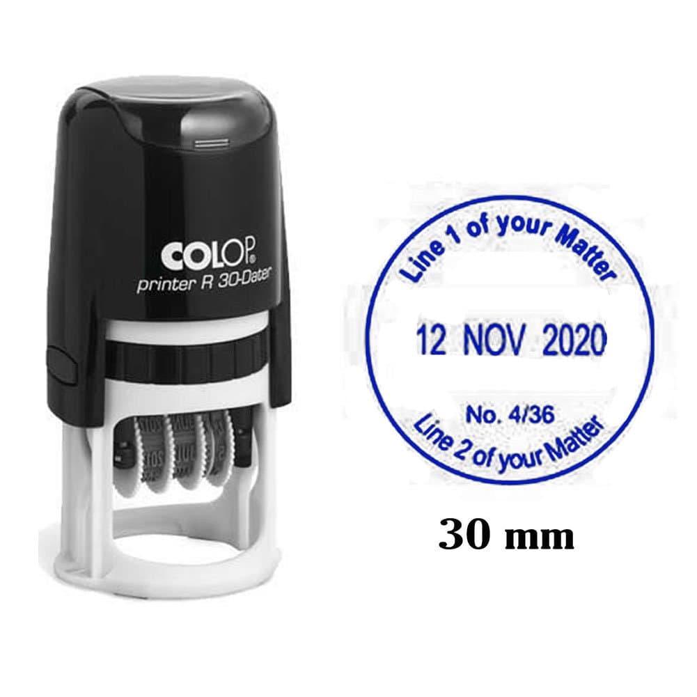 Self Inking Colop R30 Round Custom Rubber Stamp with Date Personalized Office Stamper - Dater Stamp 30MM