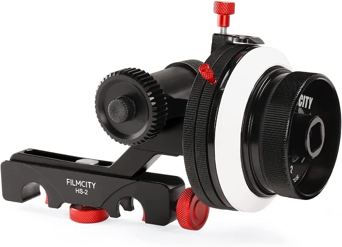 HS-2 Follow Focus with Hard Stops for Camera & Shoulder Rigs. 15mm Rod Quick Release Clamp. 0.8 Pitch Gear, 43 Teeth. Gear Belt Fits 46 to 110mm Lenses. Speed Crank Included (HS-2)