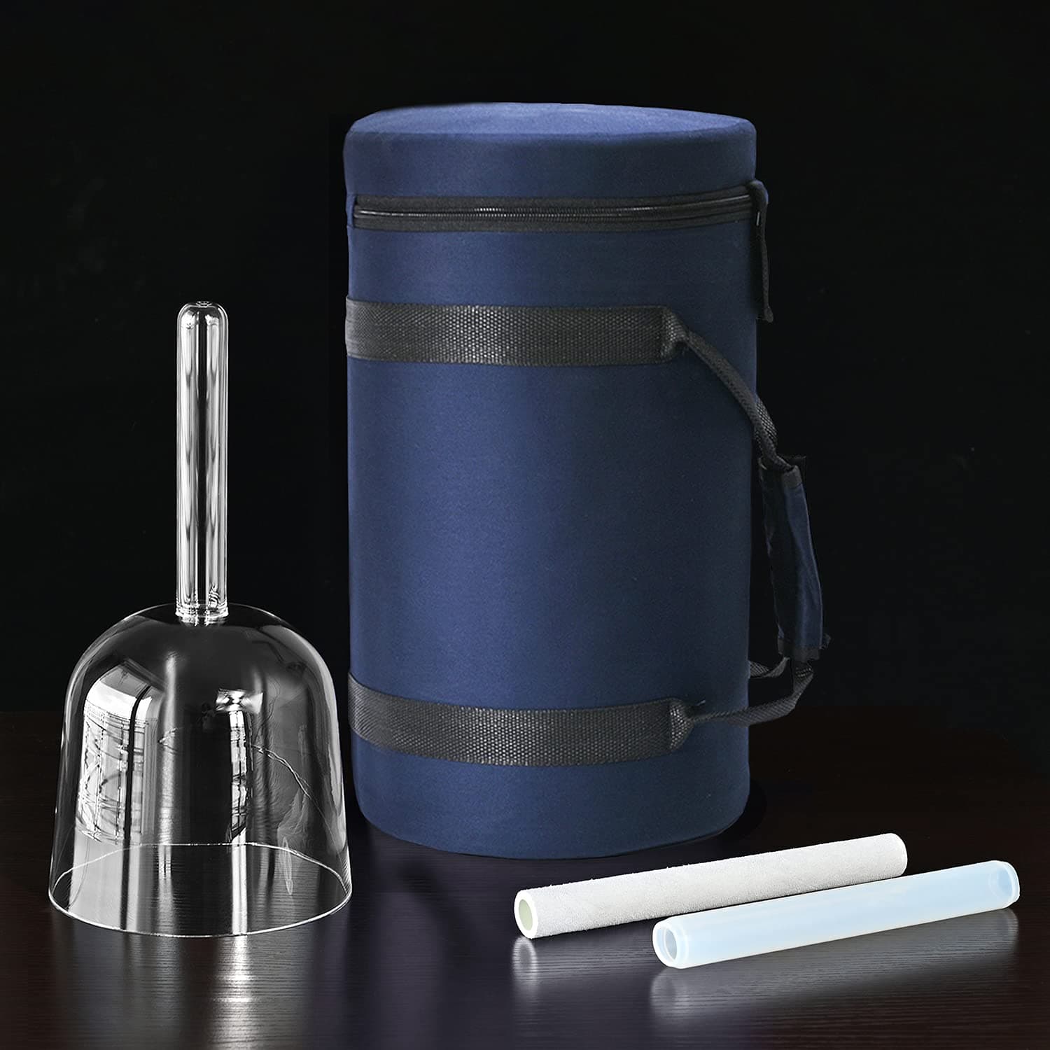 Hollow Handle Clear D note Sacral Chakra Quartz Crystal Singing Bowl 7" (come with free handle case & mallet)