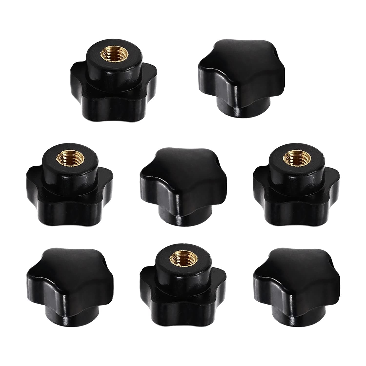Bettomshin 8Pcs Star Knobs, M8(8mm) x 32mm Female Thread Clamping Handle, Hand Star Knobs, Metal Thread Nut Handle Knobs for Mechanical Equipment, Instrument Apparatus,Industry Equipment, Black