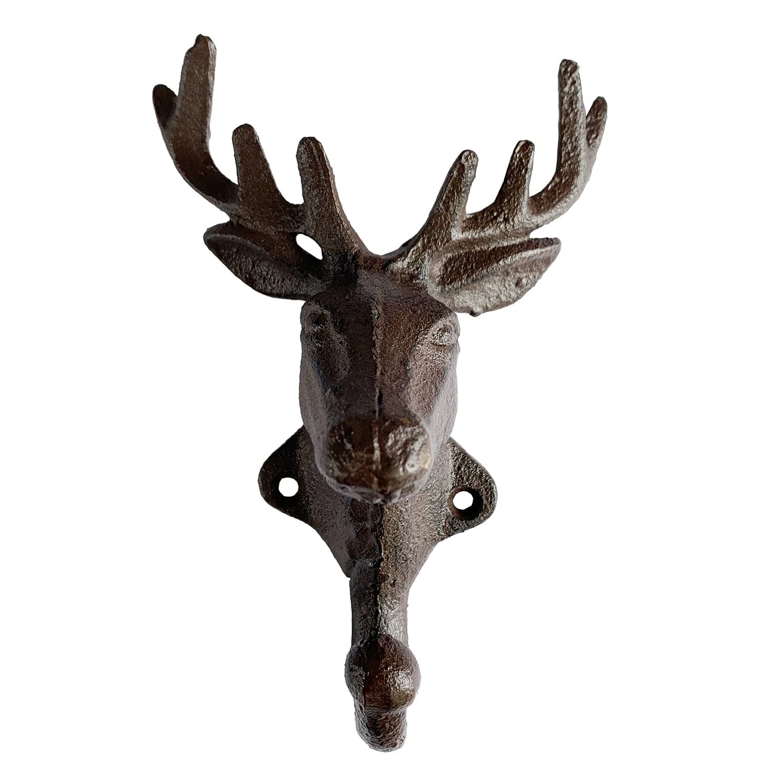 Rustic Heavy Duty Cast Iron Decorative Deer Wall Mounted Hooks Deer Antler Key Hat Holder Hanging Towel Key Coat Hook Rack Durable Iron Hanger Home Office Wall Decoration