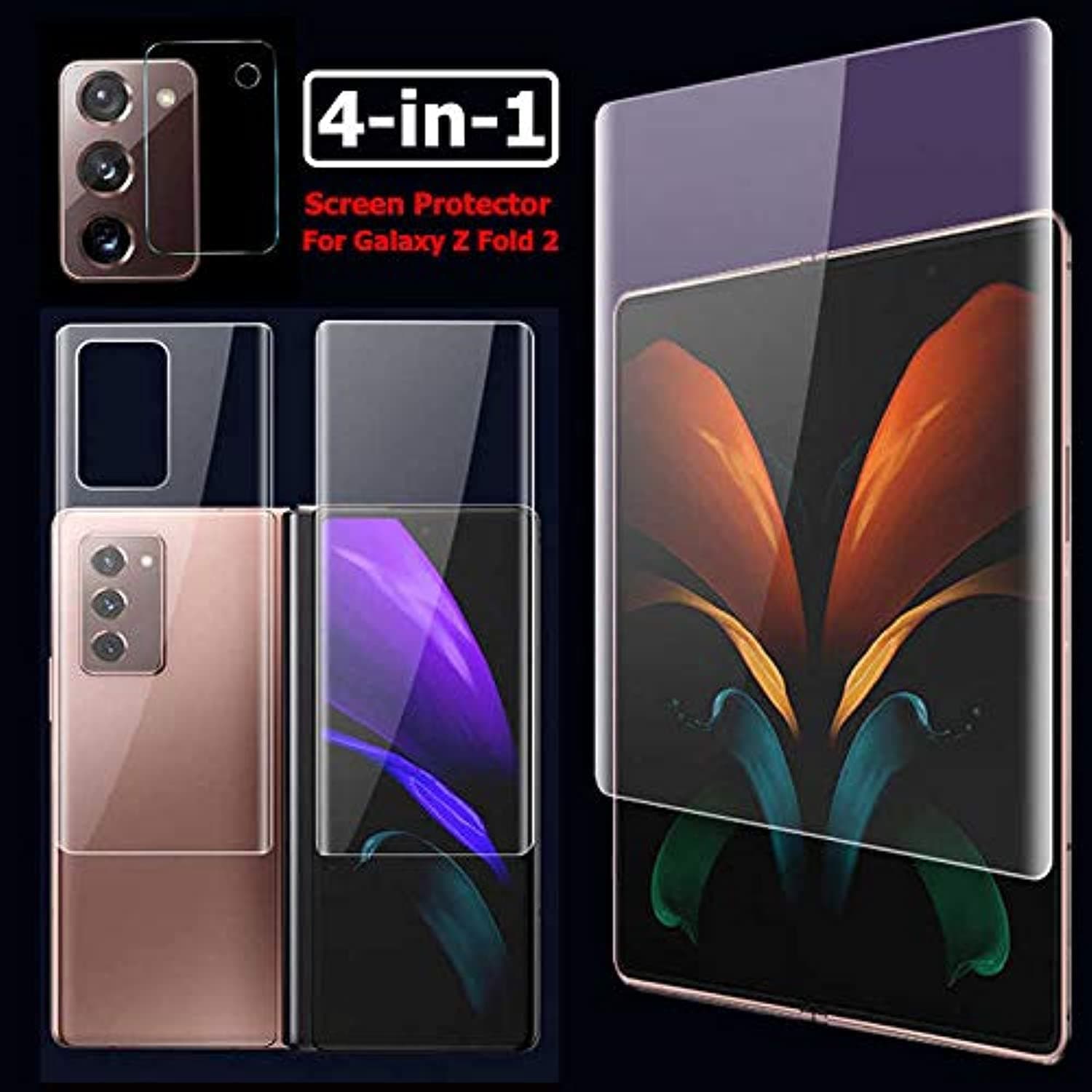 Al-Hutrushi Compatible With Galaxy Z Fold2 Screen Protector, Full Covered Anti-Scratch Screen Protector Film For Samsung Galaxy Z Fold 2 5G Front Back Inside Protection Transparent Skin