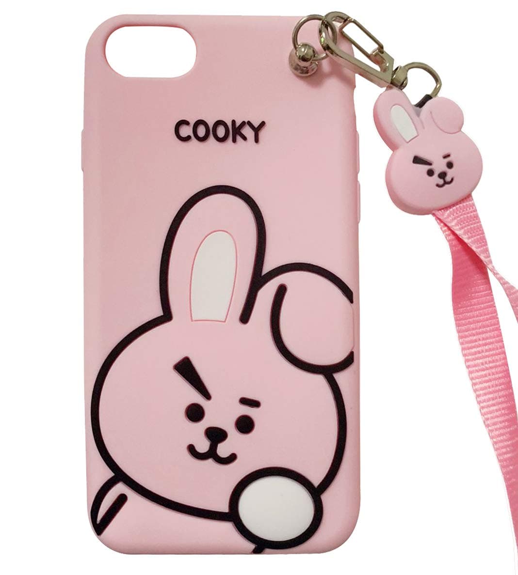 TopFunny Cases for iPhone 8 Plus Case Silicone 3D Cute Cartoon Design Soft TPU Slim Fit Rubber Bumper Cover Shockproof Case with Wrist Strap Compatible with Apple iPhone 7 Plus/8 Plus 5.5" Rabbit