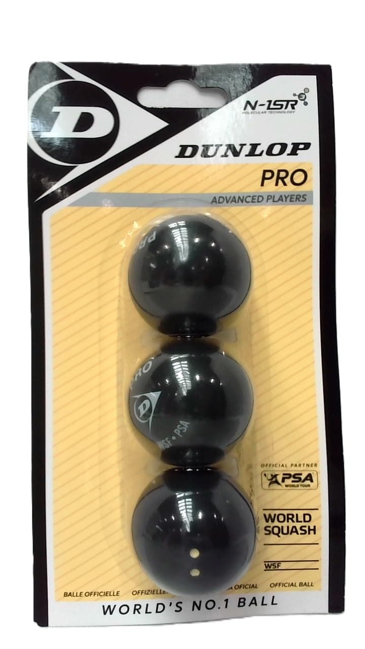 Dunlop Squash Balls Pro Double Yellow, Official Tournament Squash Ball