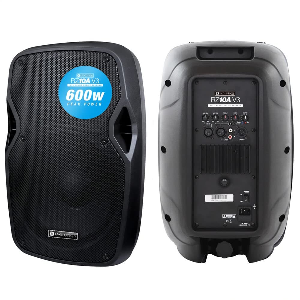 Evolution Audio RZ10A V3 Portable 10" 600W Active Powered Stage Club PA Speaker