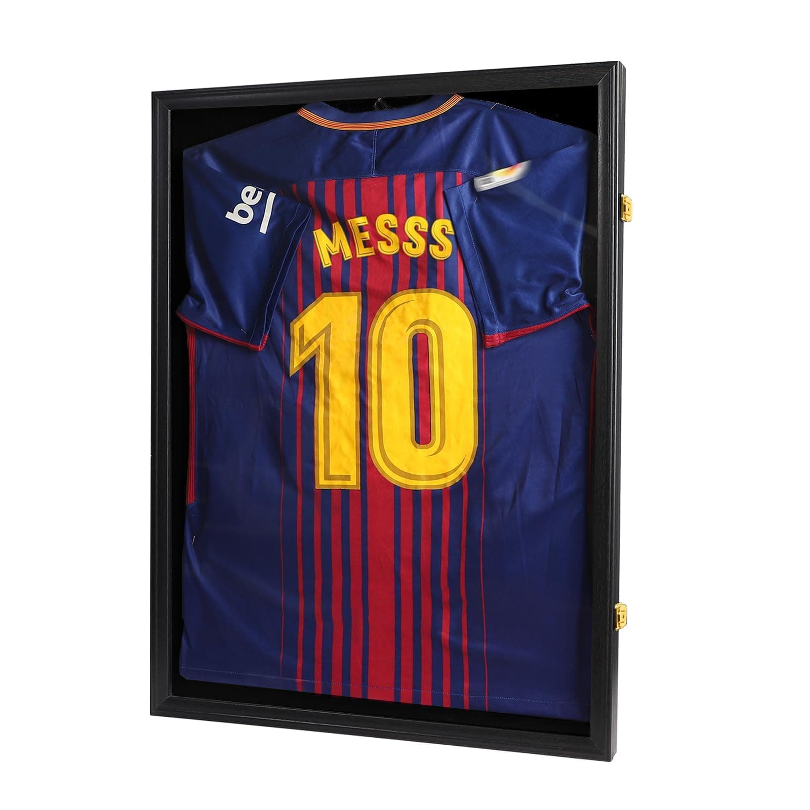 Jersey Frame Display Case - Football Jersey Display Frame - Lockable Jersey Shadow Box with UV Protection Acrylic Door and Hanger for Hockey Soccer Basketball Baseball Shirts, Black