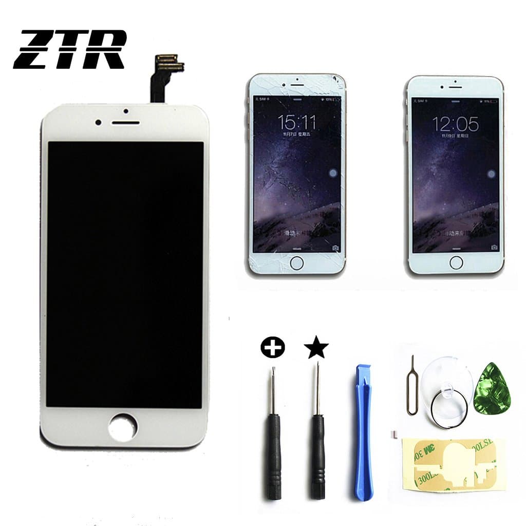 ZTRfor iPhone 6 Plus 5.5 inch LCD Display Digitizer Glass Touch Screen Replacement Full Frame Assembly Set with Repair Tools Kit White