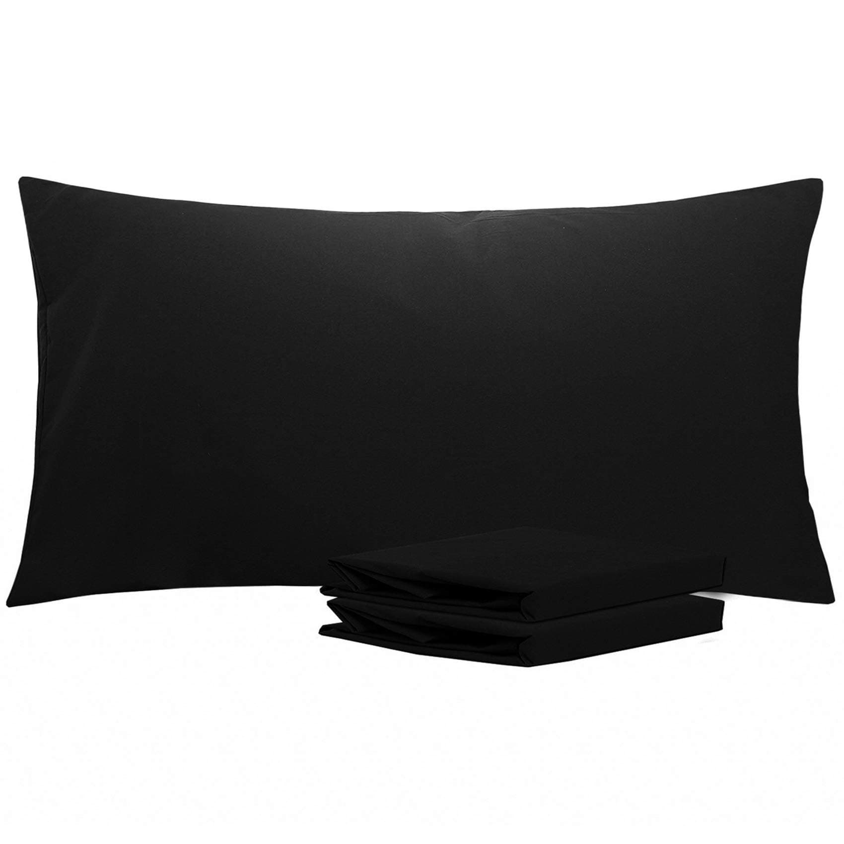 King Pillowcase Set - 2 Pack Brushed Microfiber 20x40 Pillowcases - Soft, Wrinkle-Free, Fade-Resistant, Stain-Resistant, Black Pillowcases with Envelope Closure - 20x40 Inches, Black