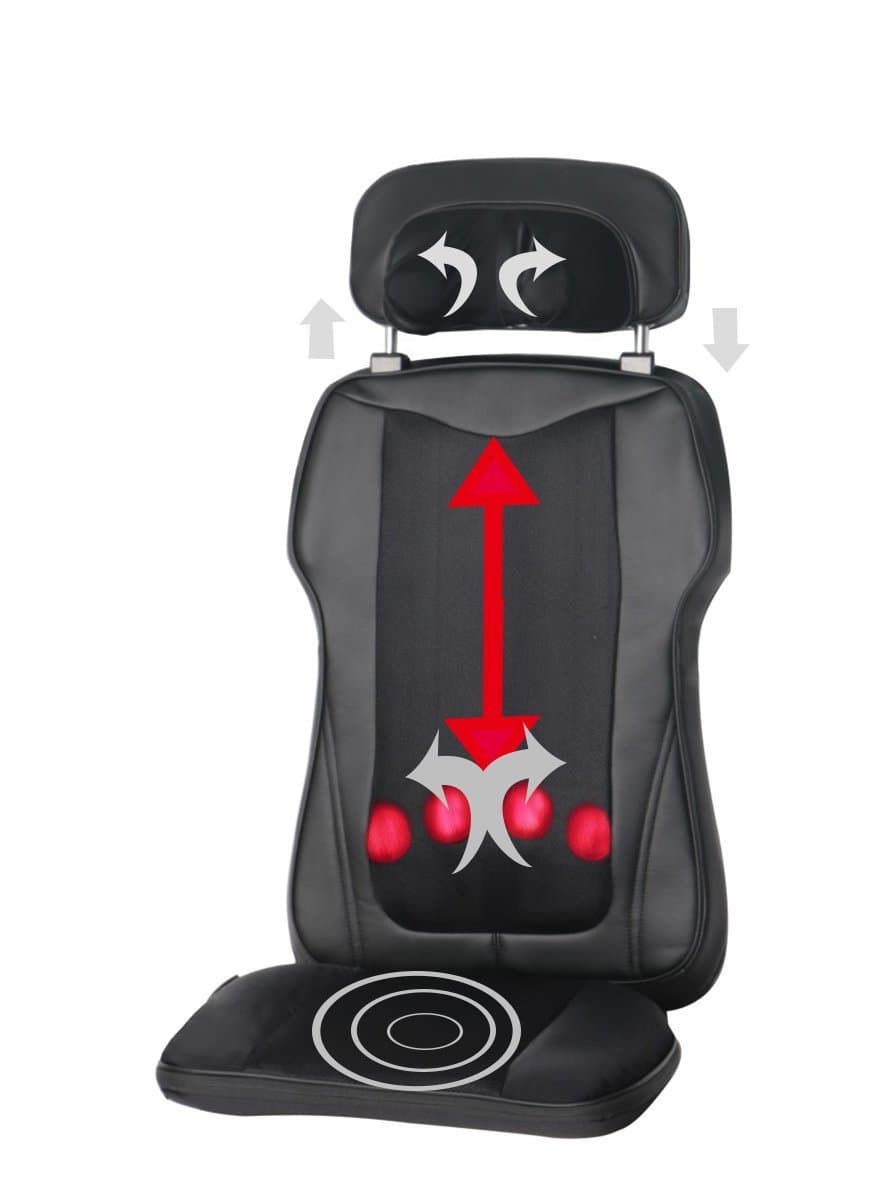 Neck and Shoulder Shiatsu and Rolling Function Back Massage Cushion with Heat(PU Leather Outer Cover),Black