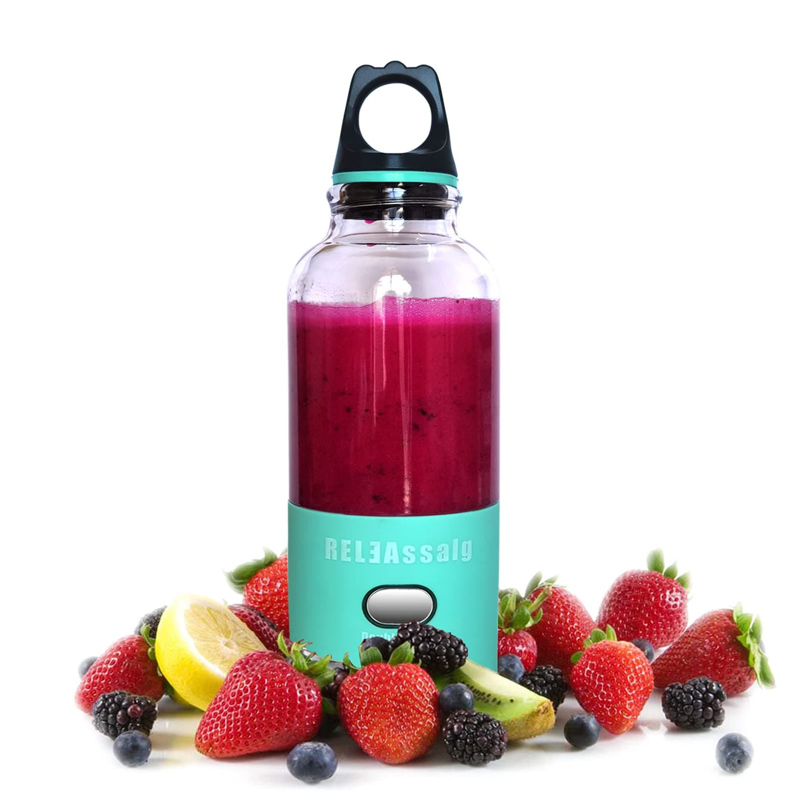 REL3Assalg Portable Personal Mini Blender for Smoothies, Blend Jet 2 Travel Blender Single Serve, 16 OZ USB Rechargeable Battery Small Blender, High Speed Rotation, Six 3D Blades (Green)