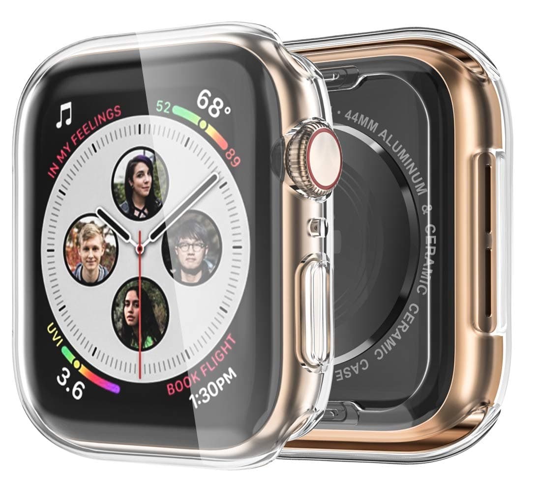 Monoy Case for Apple Watch Series 4/5 Screen Protector 40mm, [3-Pack] All Around Soft TPU Protective Cover Case for iWatch 4/5 40mm (Clear)