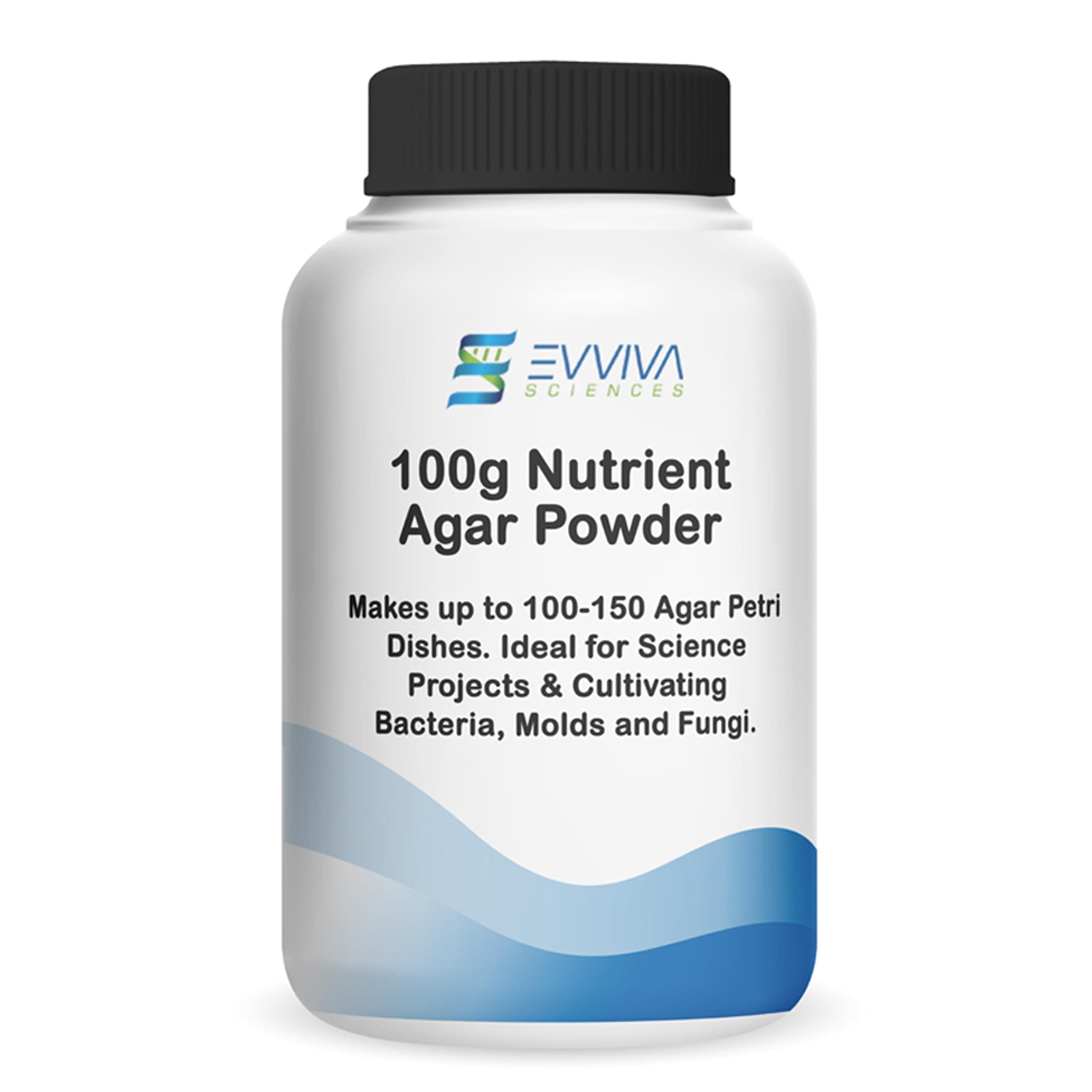Nutrient Agar Powder 100 Grams - Evviva Sciences - Makes Over 150 to 200 Agar Petri Dishes - Pressure Cooker Or Autoclave Recommended - Easy to Use - Great Science Fair Projects - W/Experiment Ebook
