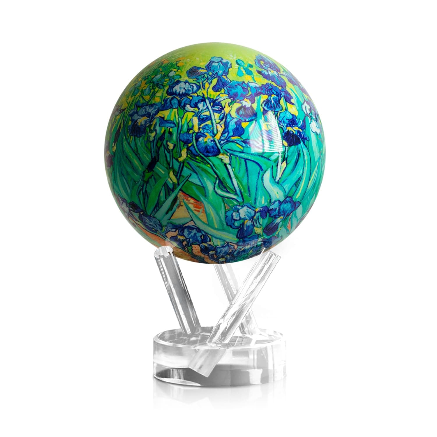 Globe Van Gogh-Irises 4.5" with Base, Solar Powered Rotating Globe No Need of Battery or Chord, Unique Gift and Decoration