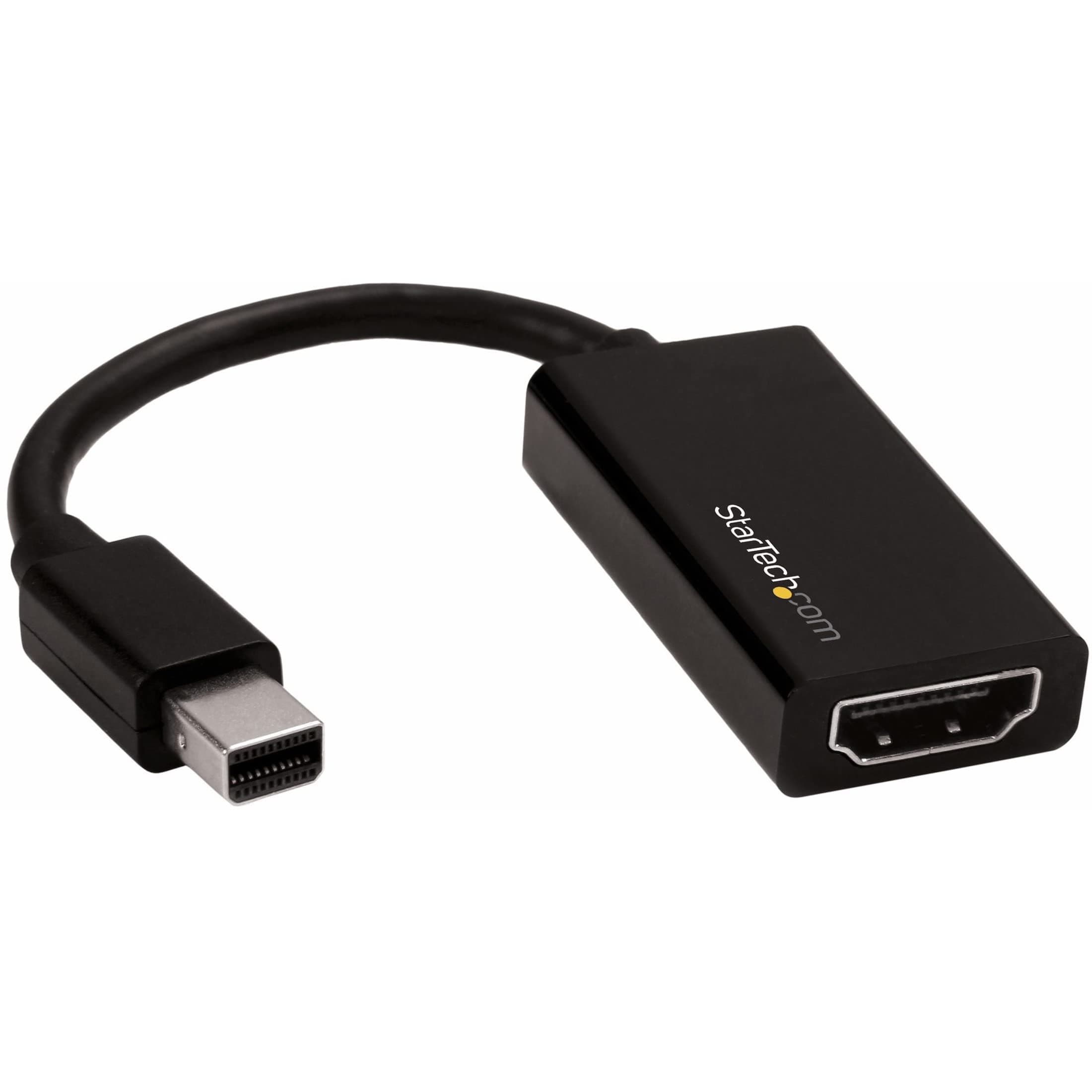 StarTech.com Mini DisplayPort to HDMI Adapter - 4K mDP to HDMI Converter - UHD 4K 60Hz (MDP2HD4K60S)