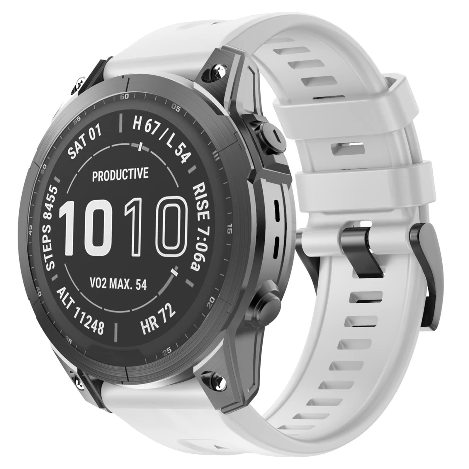 OVERSTEP Compatible with Fenix 7X Band, 26mm Width Soft Silicone Watch Strap for Garmin Fenix 5X/Fenix 5X Plus/Fenix 6X/Fenix 6X Pro Smartwatch (White)