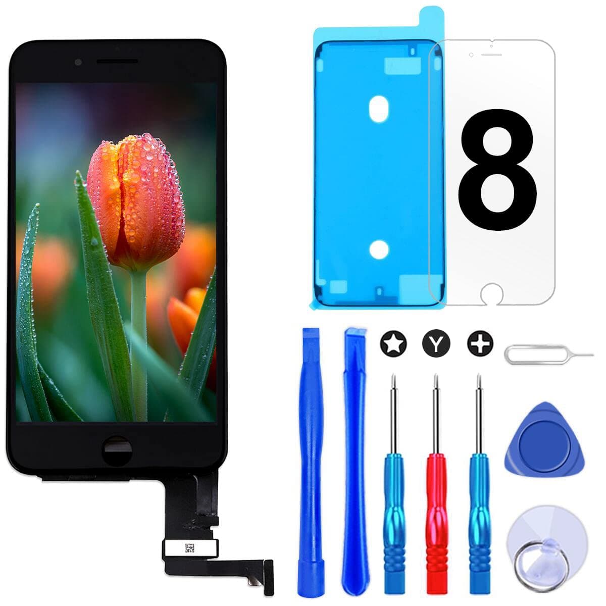 Brinonac Screen Replacement for iPhone 8/SE 2020 4.7 inch LCD Digitizer Touch Screen LCD Replacement Screen Frame Assembly Full Set with Tools and Screen Protector (Black)