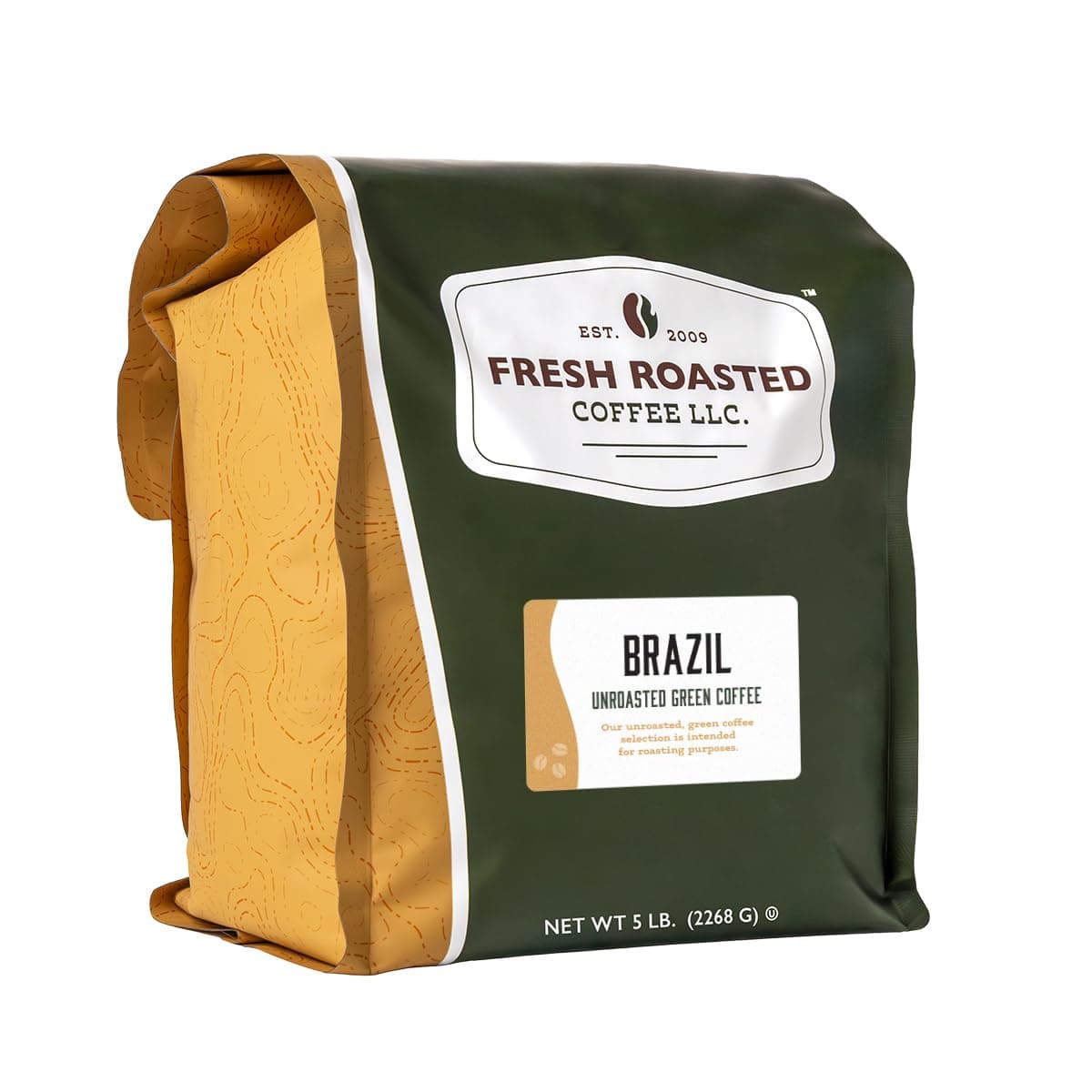 Fresh Roasted Coffee, Unroasted Brazil, Kosher, 5 Pound