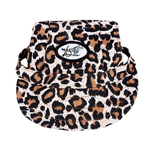 Cade Canvas Baseball Cap/Dogs Hat/Visor Cap with Ear Holes for Small Dogs (Leopard)
