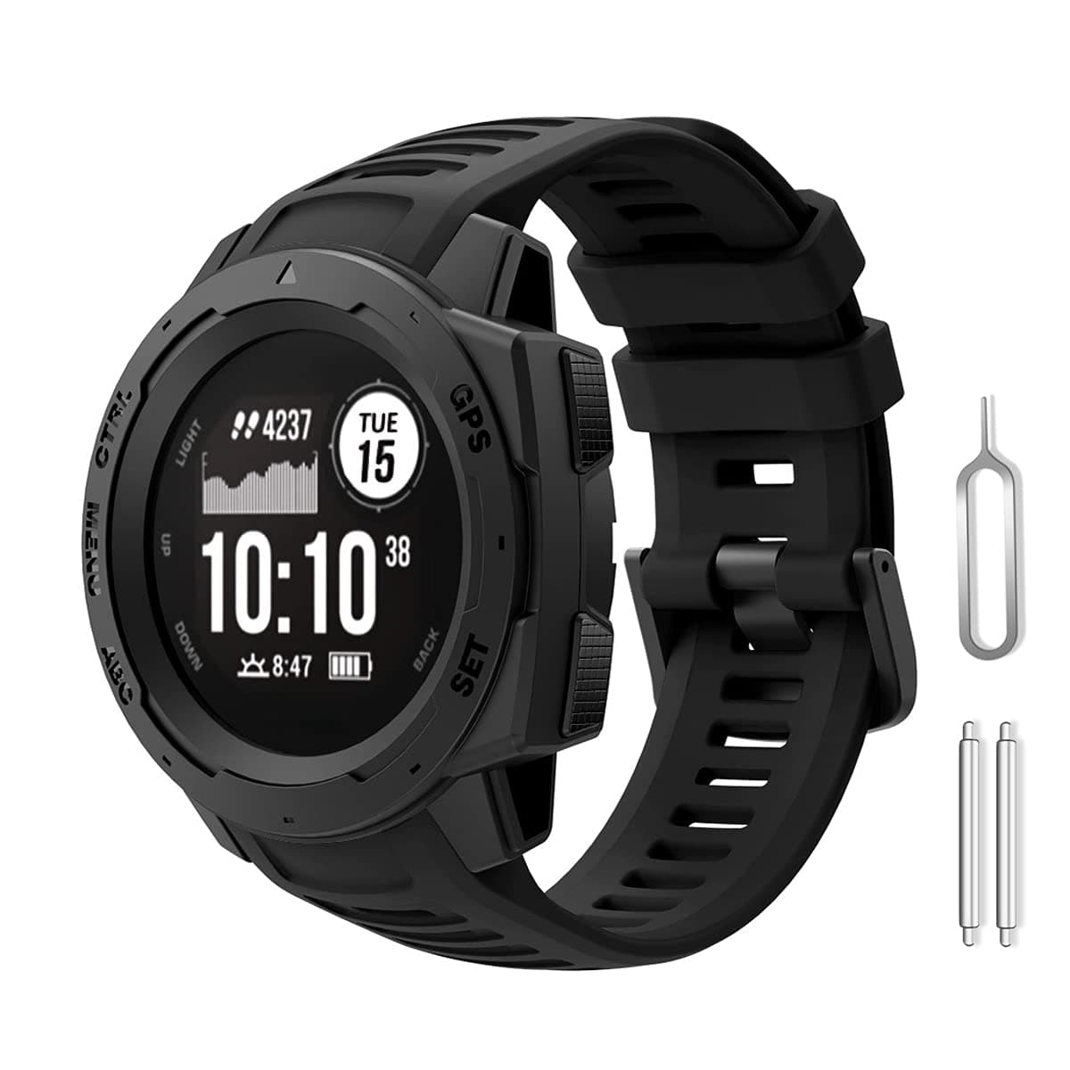 METEQI Soft Silicone Strap Replacement Bands Compatible with Garmin Instinct/Instinct Tide/Instinct Tactical