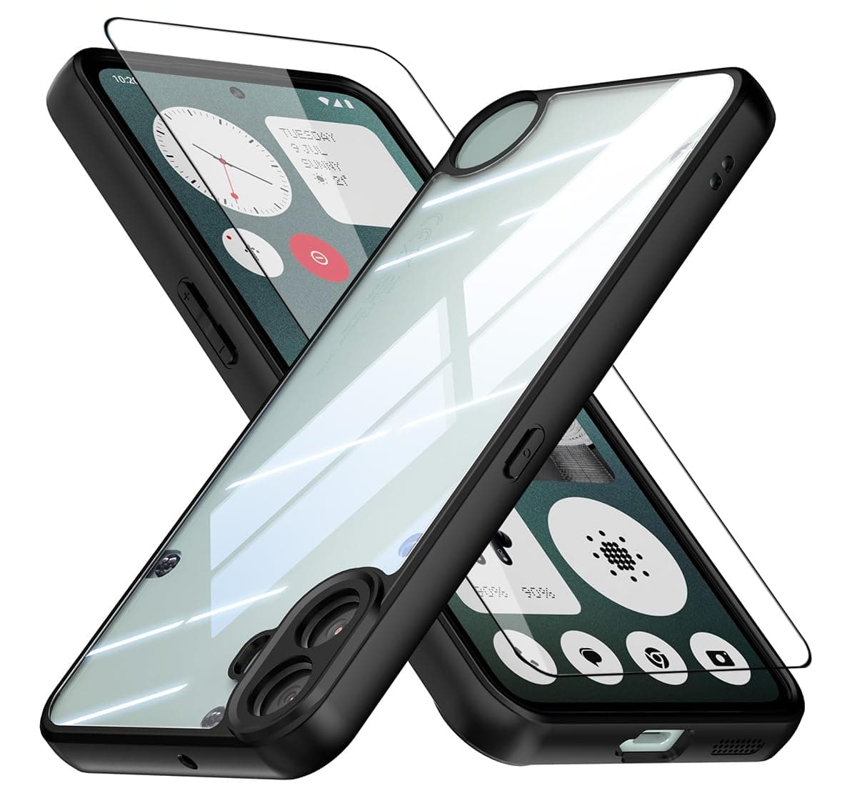 Case for CMF Phone 1 5G with Screen Protector,Clear Shockproof Protective Cover,Black