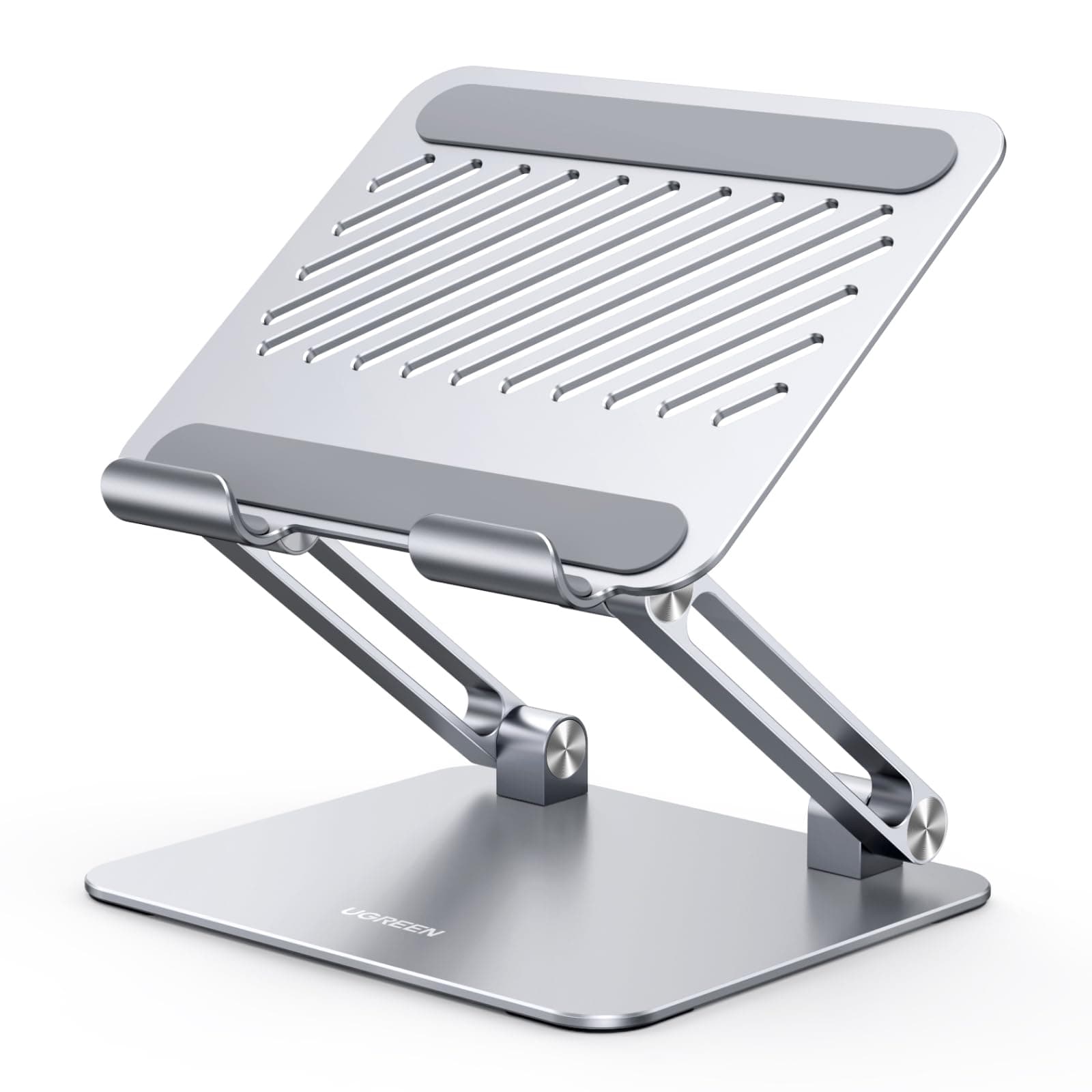 UGREEN Tablet Stand, Foldable, Adjustable Height, Tilt, Aluminum, Improves Posture, Convenient to Carry, Chargable, Ergonomic Design, Desktop Vertical Stand, Fits iPad/Kindle/Surface/Switch 4.7-12.9