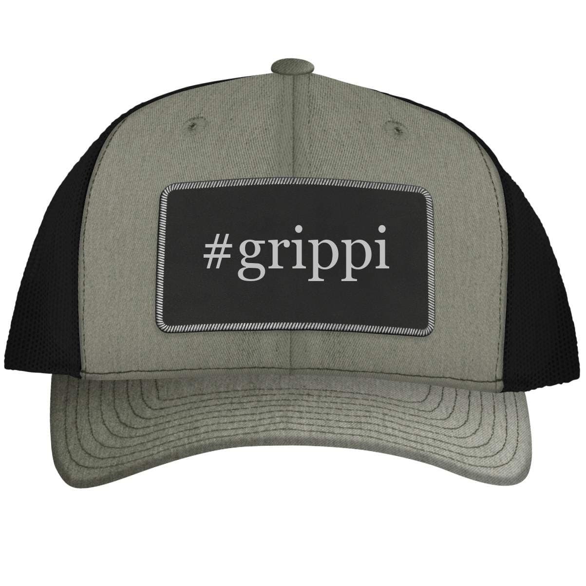 One Legging it Around #grippi - Leather Hashtag Black Patch Engraved Trucker Hat