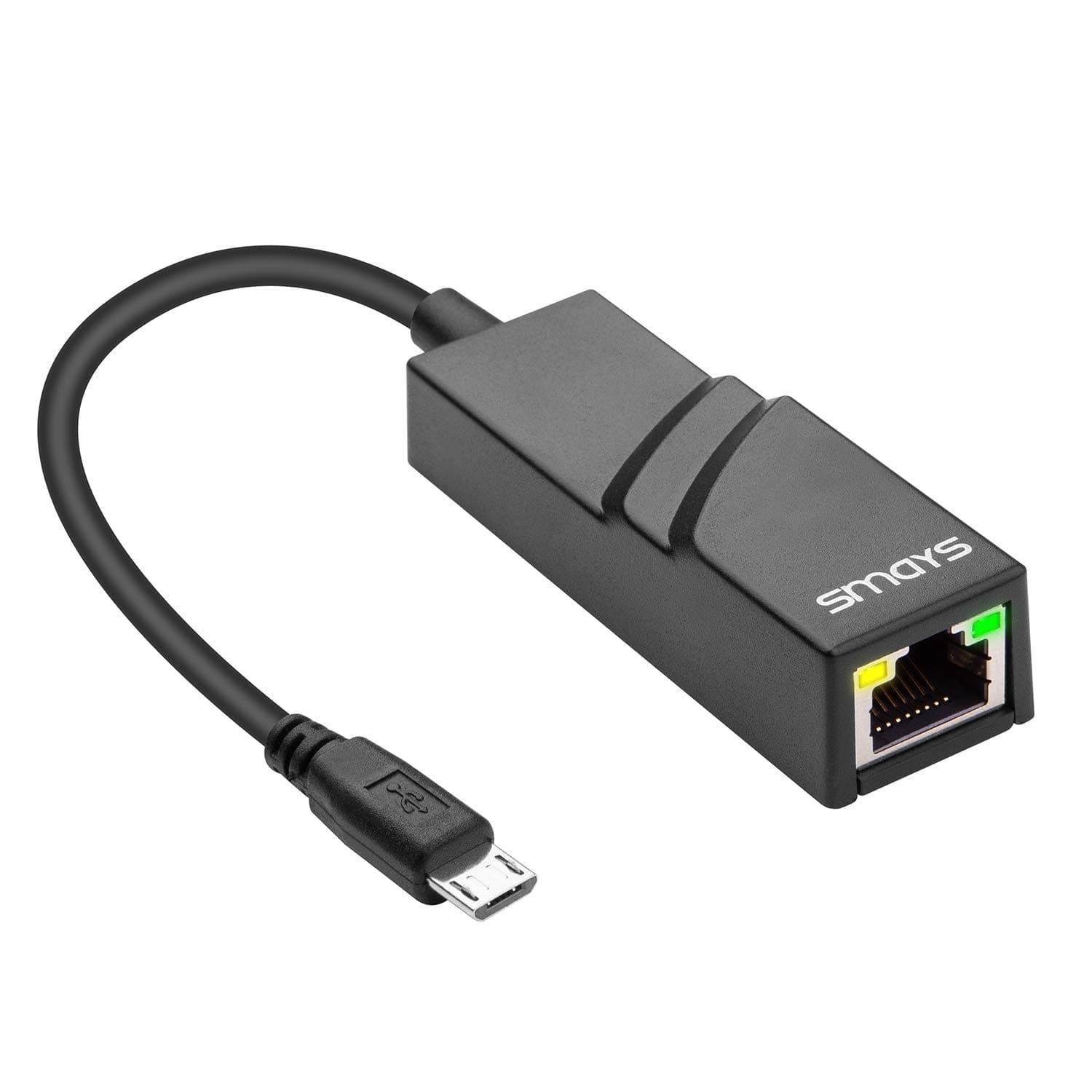 Smays 10/100LAN Micro USB 2.0 OTG Micro-B Ethernet Adapter RJ45 (Compatible Linux Raspberry Pi 2/Pi Zeros, Windows 10 Tablet (Lenovo Miix 2 8), and Android Samsung Galaxy Tab Pro 10.1")