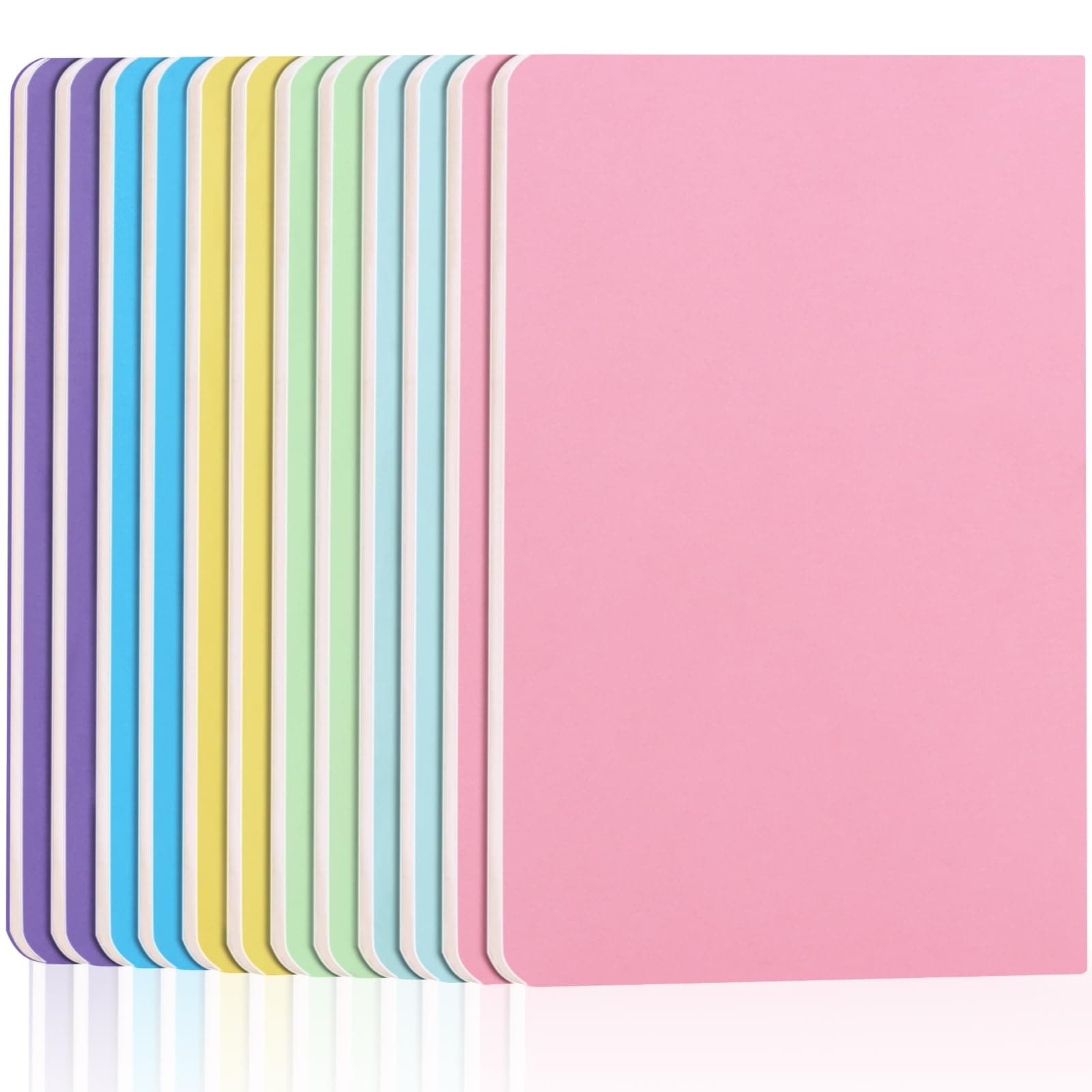 ZCZN A5 Lined Notebooks, 12-Pack, 60 Pages Each, Soft Cover Note Pads Set, 6 Pastel Colours - Ideal for School, Study, Note-Taking